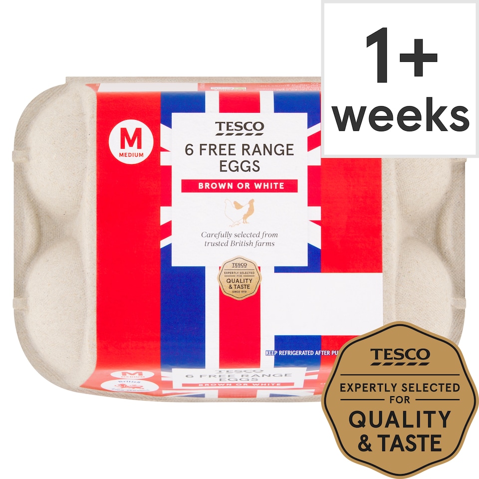 Tesco Free Range Eggs Medium 6 Pack
