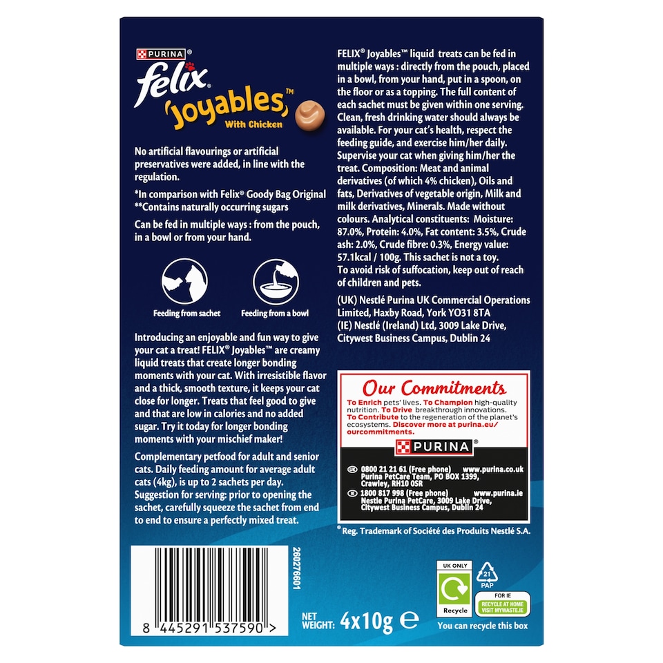 image 1 of Felix Joyables Chicken Liquid Cat Treat 4x10g