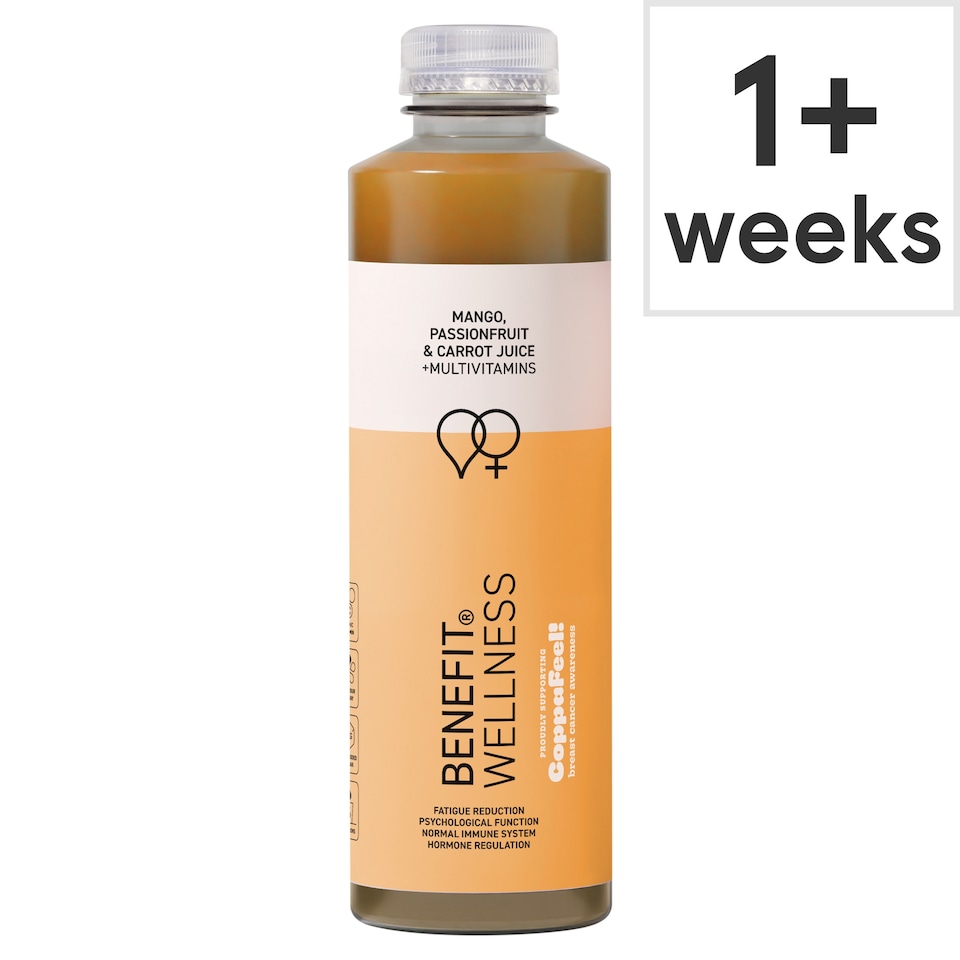 image 1 of BENEFIT WELLNESS MANGO, PASSION FRUIT & CARROT JUICE + MULTIVITAMINS 750ml.