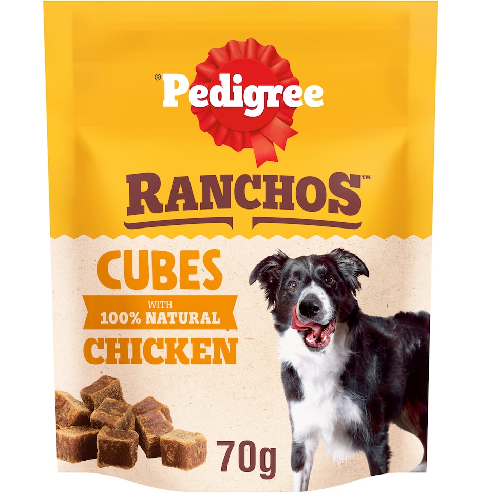 image 1 of PEDIGREE Ranchos Chicken Cubes Dog Treats 70g