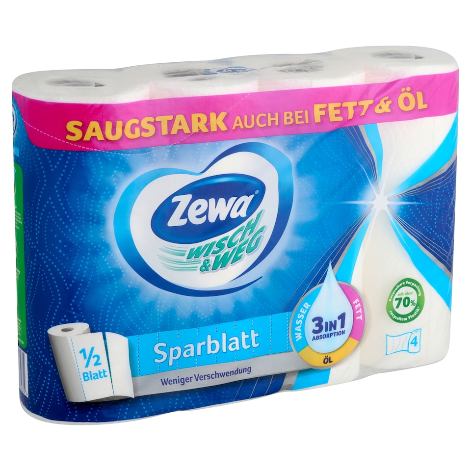 Zewa Wisch & Weg Sparblatt háztartási papírtörlő 2 rétegű 4 tekercs  1. kép