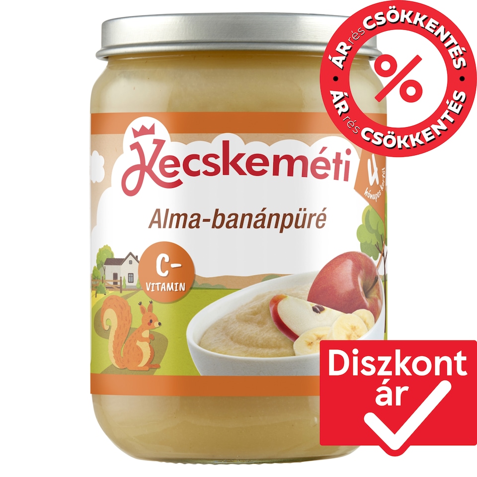 Kecskeméti alma-banánpüré gyümölcskészítmény bébidesszert 4 hónapos kortól 190 g