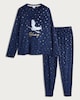 image 4 of Harry Potter Fleece Hedwig Star Print Pyjama Set in Navy