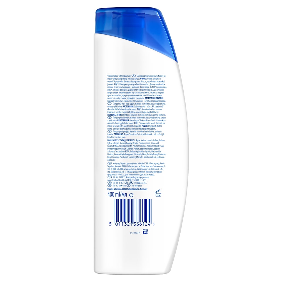image 1 of Head & Shoulders Sensitive Scalp Anti Dandruff Shampoo 400ml for Daily Use. Clean Feeling
