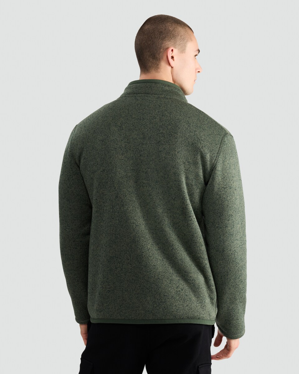 image 1 of F&F Fleece Snit Textured Zip Pocket Jacket in Khaki