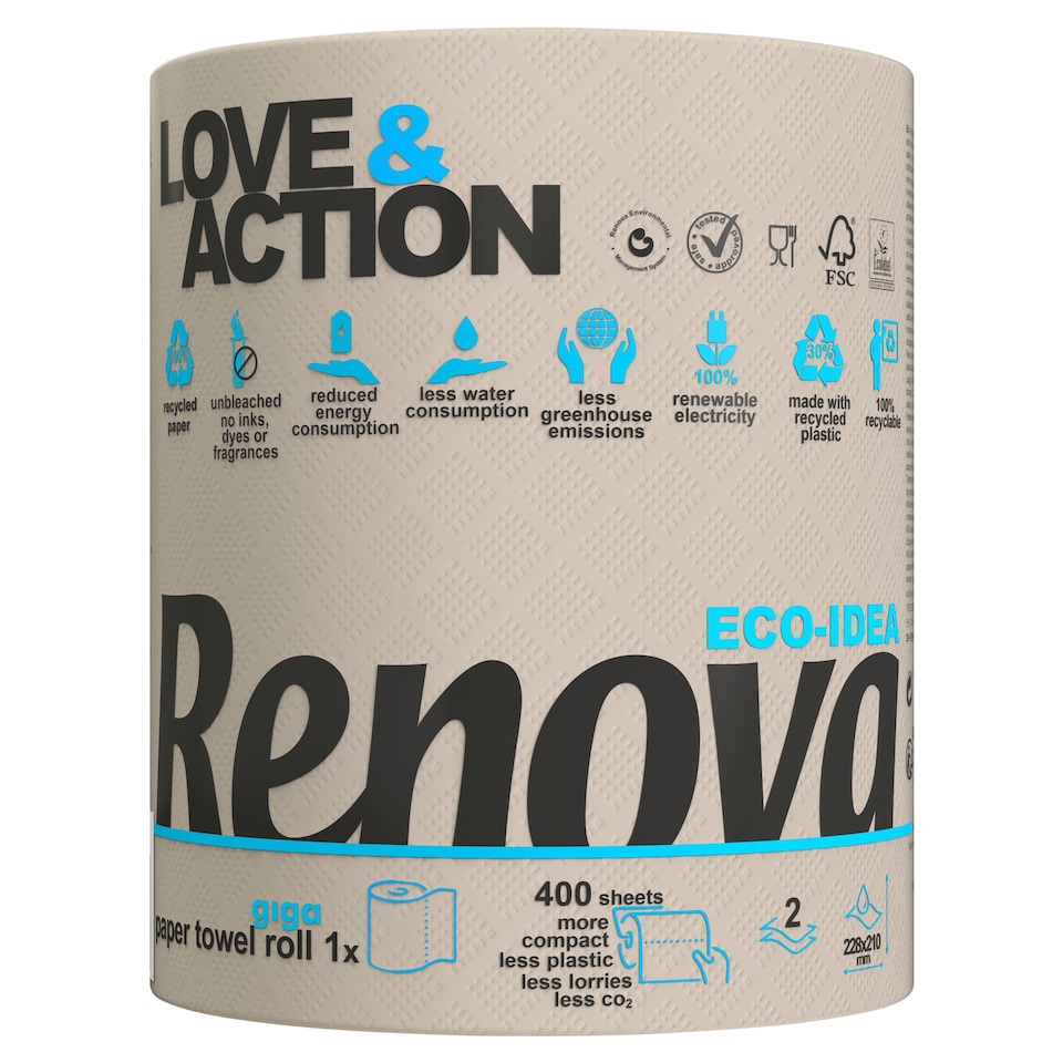 Renova Love & Action Giga Paper Towel Roll 400 Sheets
