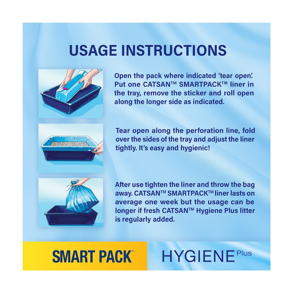 image 1 of Catsan Hygiene Smart Pack Inlays Cat Litter 2x Tray Liners