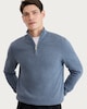 image 1 of F&F Pure Cotton Knitted Half Zip Jumper in Blue