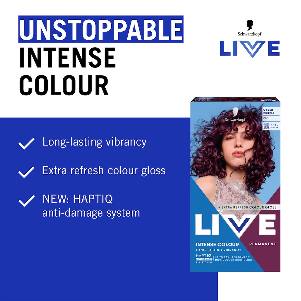 image 1 of Schwarzkopf LIVE Intense Colour 046 Cyber Purple Permanent Hair Dye