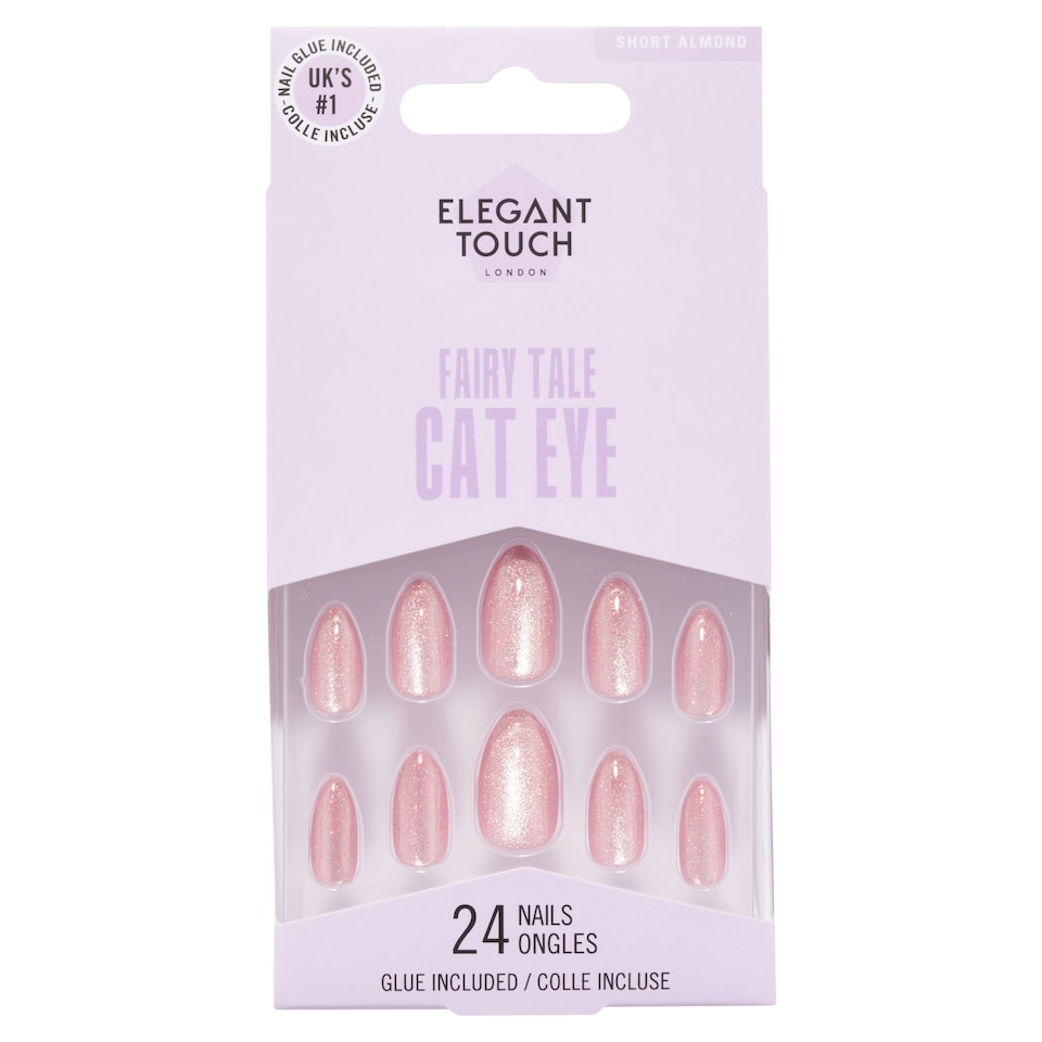 Elegant Touch Fairy Tale Cat Eye Short Almond False Nails Aurora