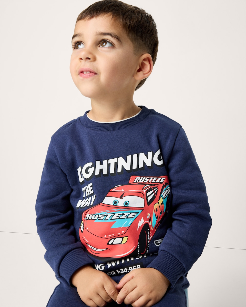 image 1 of Disney Lightning McQueen Cotton Rich Sweatshirt in Navy