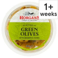 Horgans Pitted Green Olives With Herbs 150G