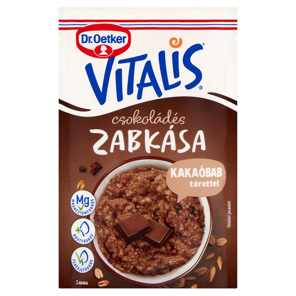 Dr. Oetker Vitalis csokoládés zabkása alappor kakaóbab törettel 61 g