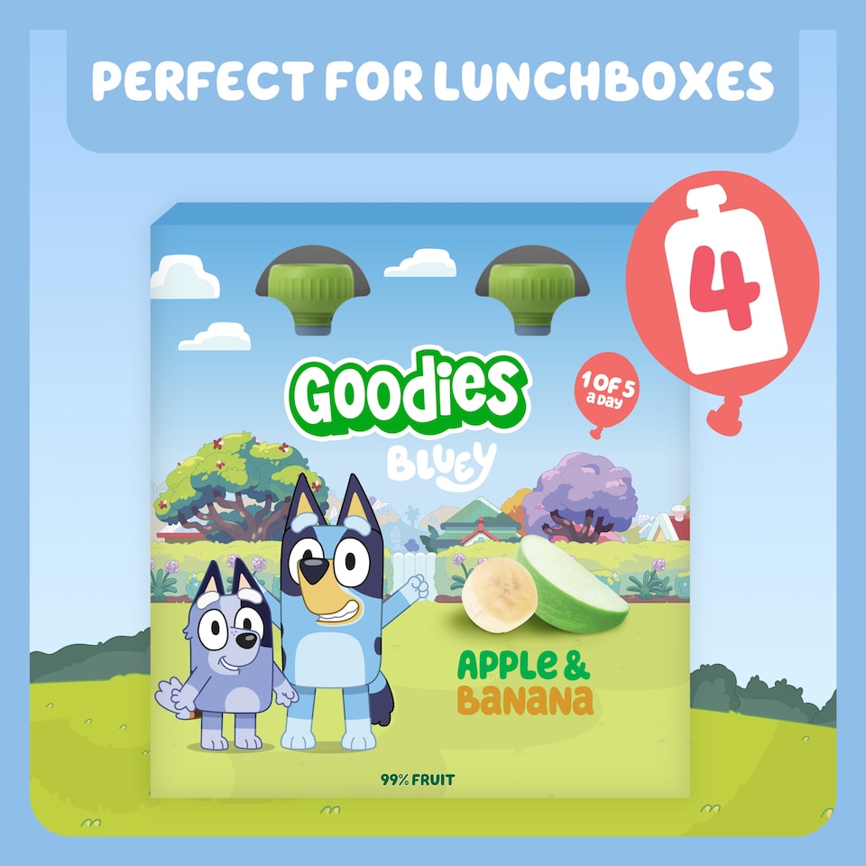image 1 of Goodies Bluey Apple & Banana Pouch 4x100g