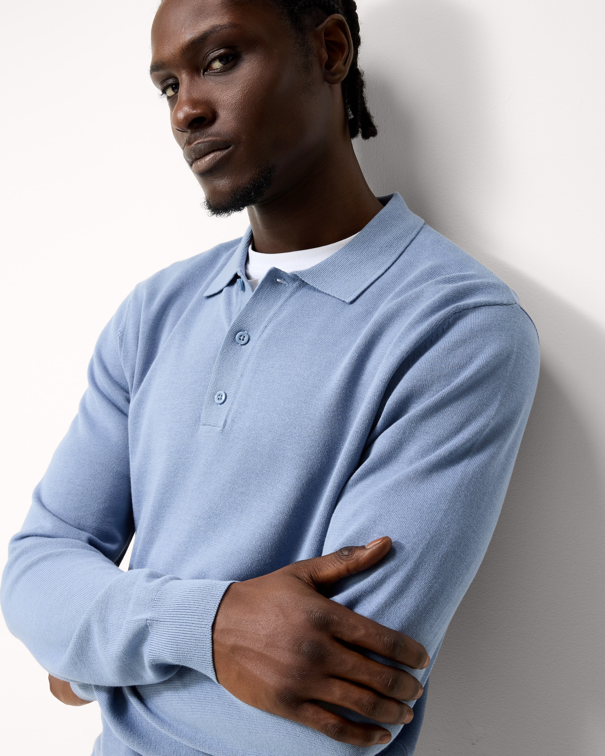 F&F Pure Cotton Polo Knit Jumper in Blue