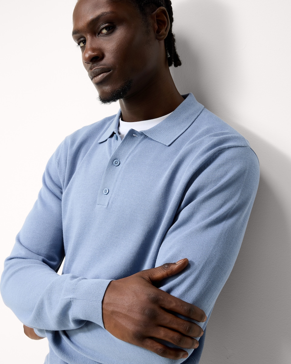 image 1 of F&F Pure Cotton Polo Knit Jumper in Blue
