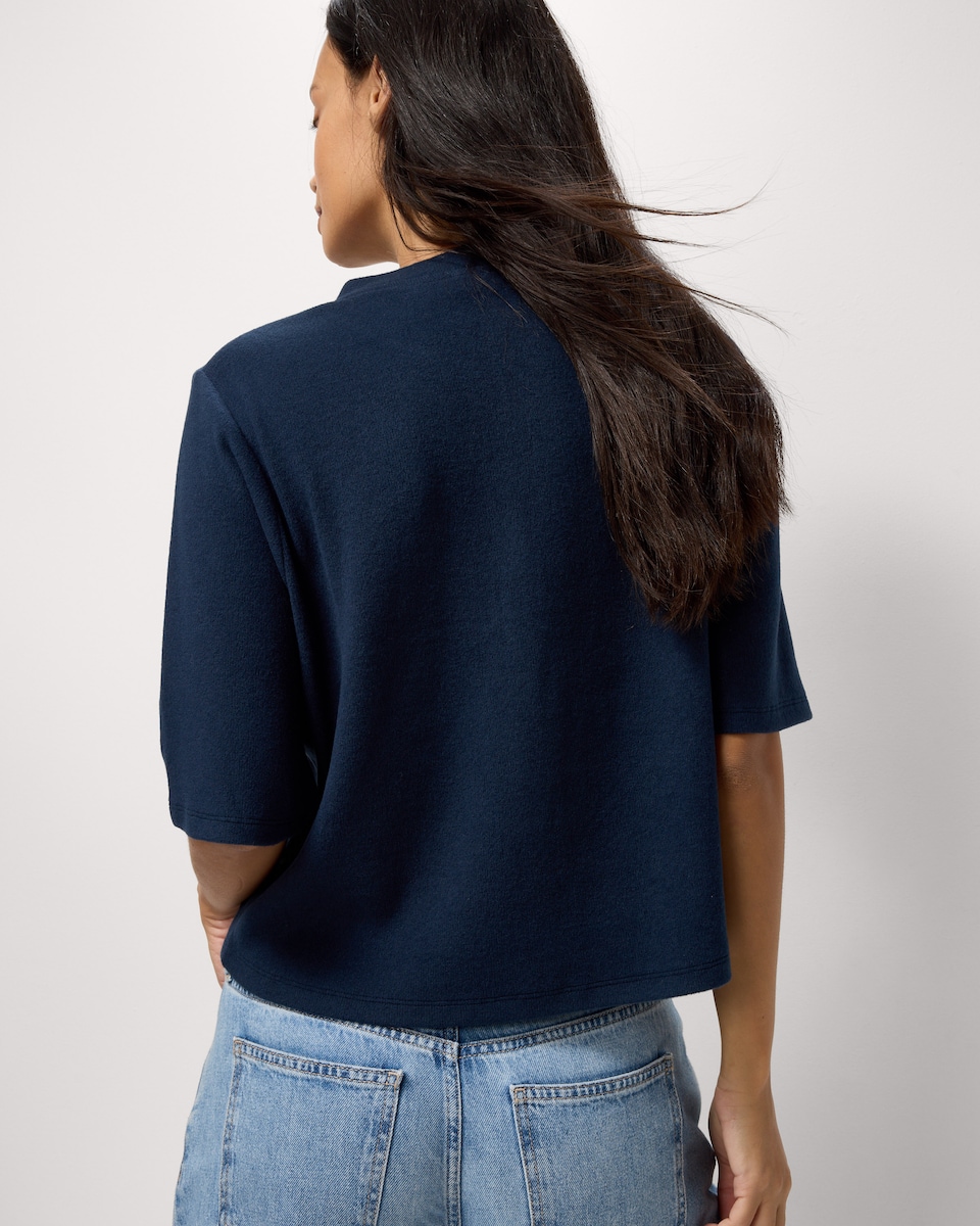 image 1 of F&F Brushed Button Up Top in Navy