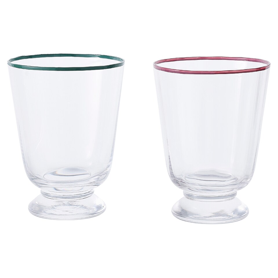 F&F Home Sage/Pink Rim Glass Assortment