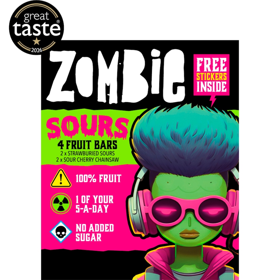 Zombie Sours Fruit Snack Bar Variety Multipack 4x25g