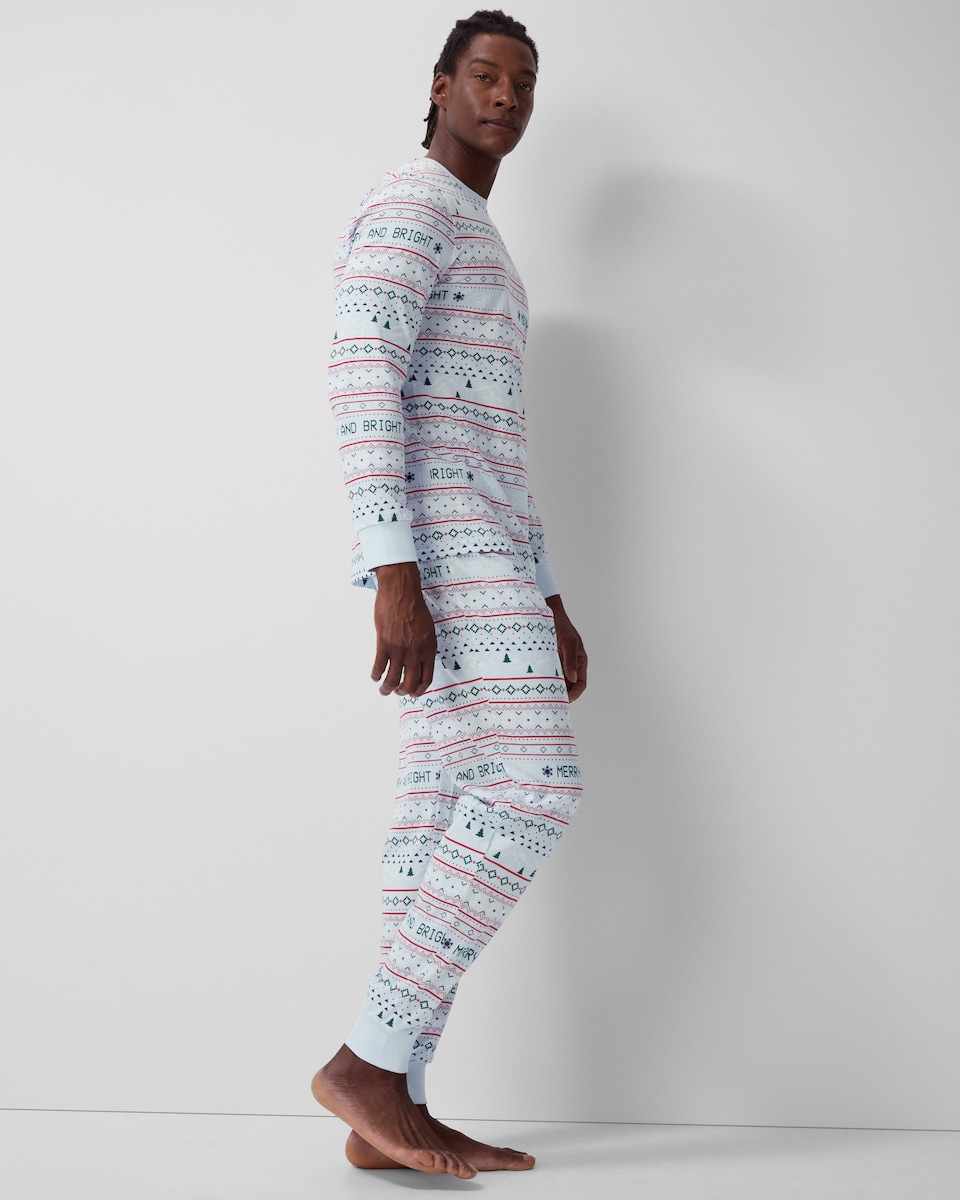image 1 of Christmas Pure Cotton Fair Isle Matching Family Pyjama Set in Multi Blue