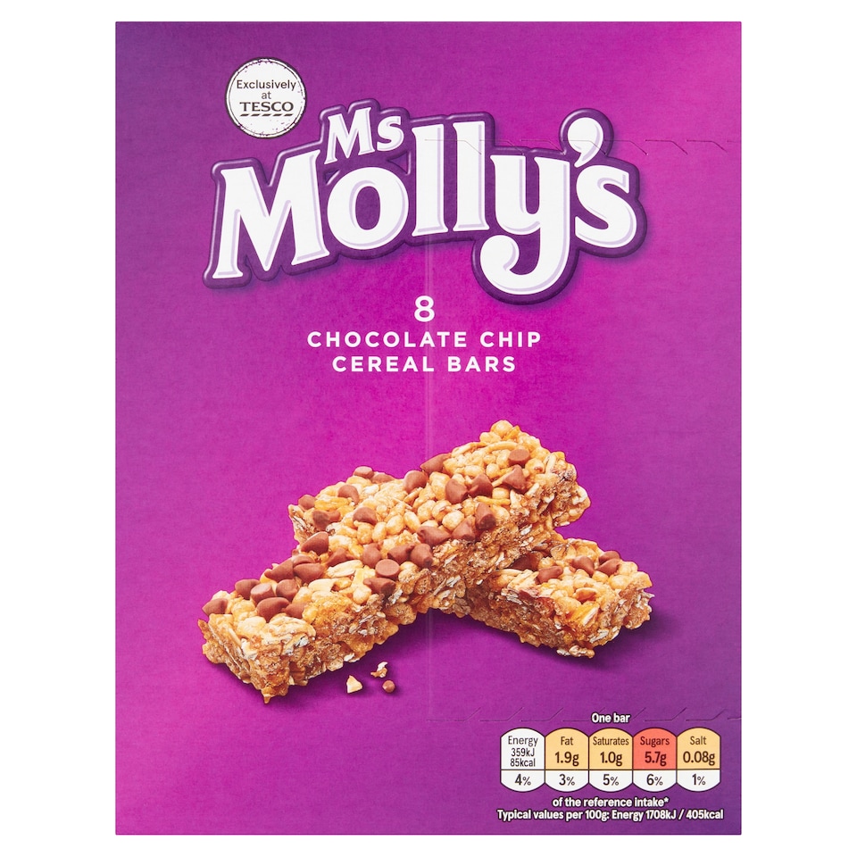 Ms Molly's Chocolate Chip Cereal Bars 8 Pack 168g