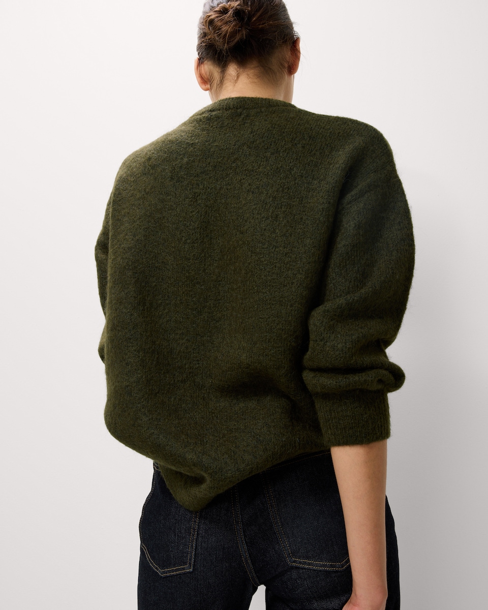 image 1 of F&F Crew Neck Longline Jumper in Olive