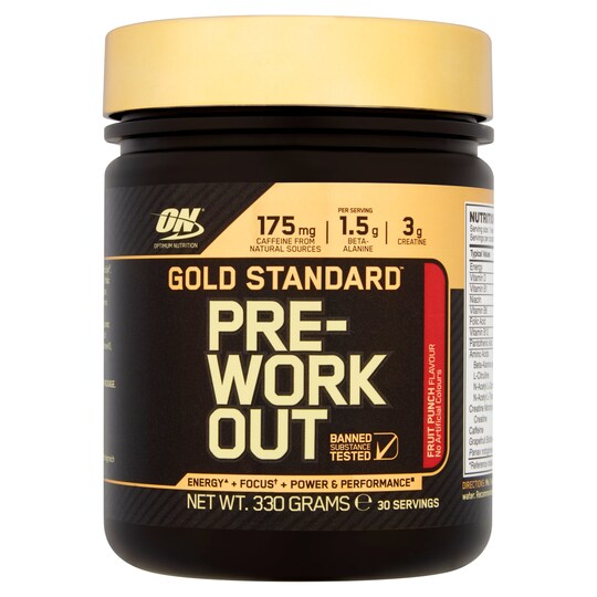 On Gold Standard Pre Workout Fruit Punch 330G Tesco Groceries