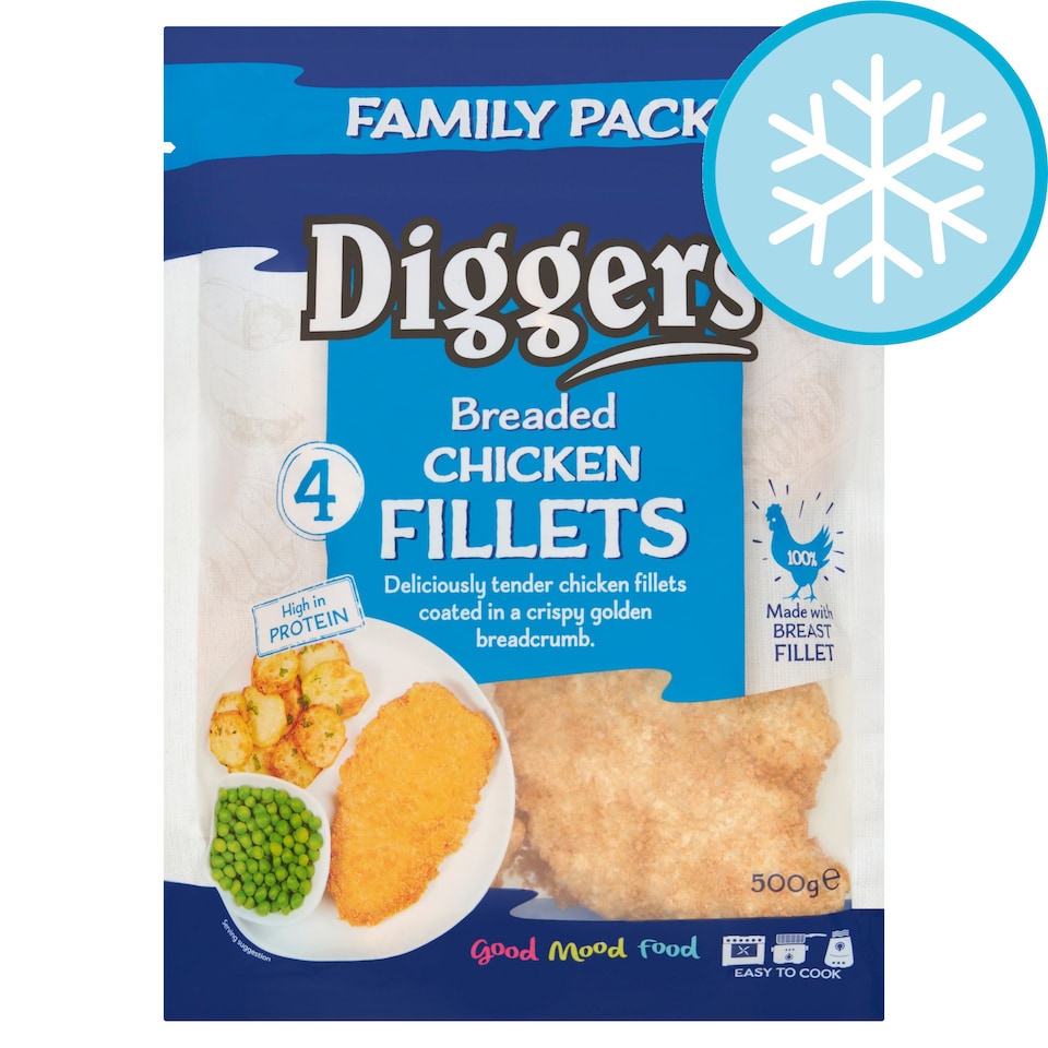 Diggers 4 Breaded Chicken Fillets 500g