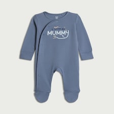 F&F Baby Pure Cotton I Love Mummy Long Sleeved Sleepsuit in Blue