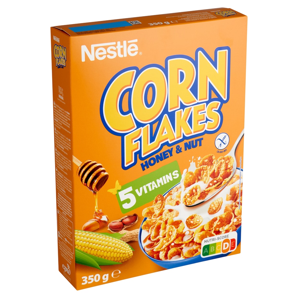 Nestlé Corn Flakes gluténmentes ropogós kukoricapehely mézzel, földimogyoróval és vitaminokkal 350 g