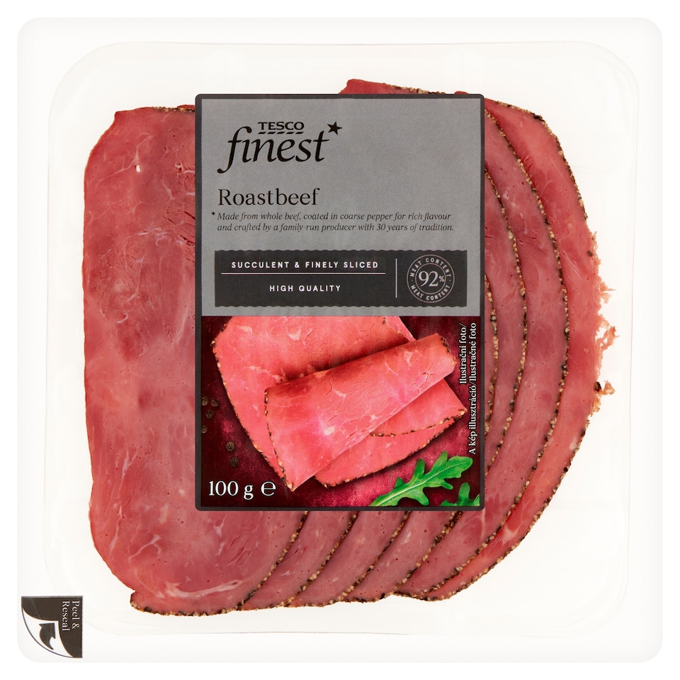Tesco Finest szeletelt főtt, füstölt marhacomb sonka feketebors kéreggel 100 g