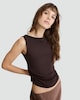 image 1 of F&F Polyamide Cowl Neck Ruched Sleeveless Top in Chocolate