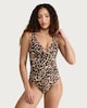 image 2 of F&F Leopard Print Ring Detail Swimsuit in Multi Brown