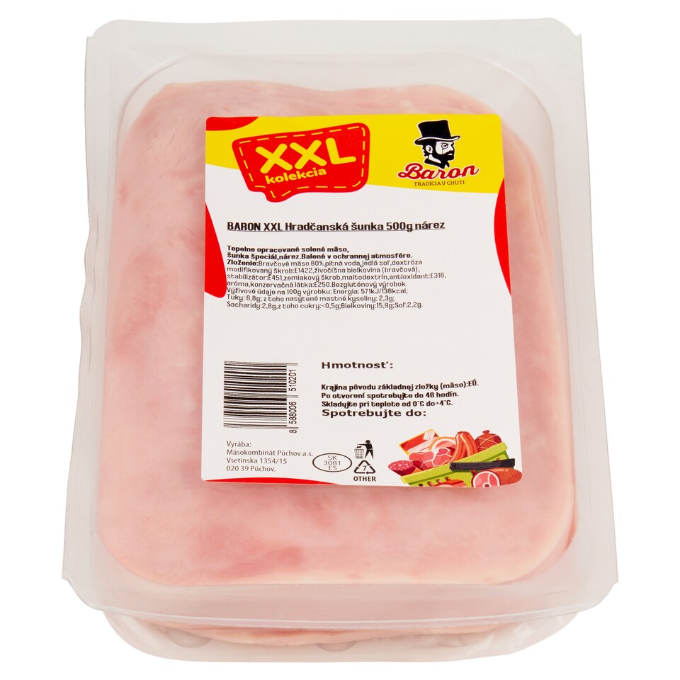 obrázok 1 z Baron XXL Hradčanská šunka nárez 500 g
