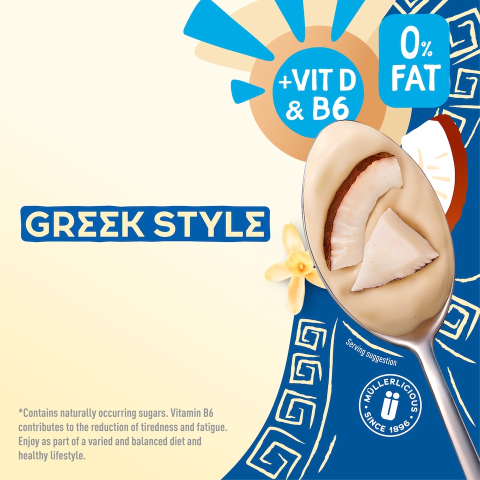 image 1 of Muller Light Greek Style Yogurt - Smooth Coconut & Vanilla 4x115g