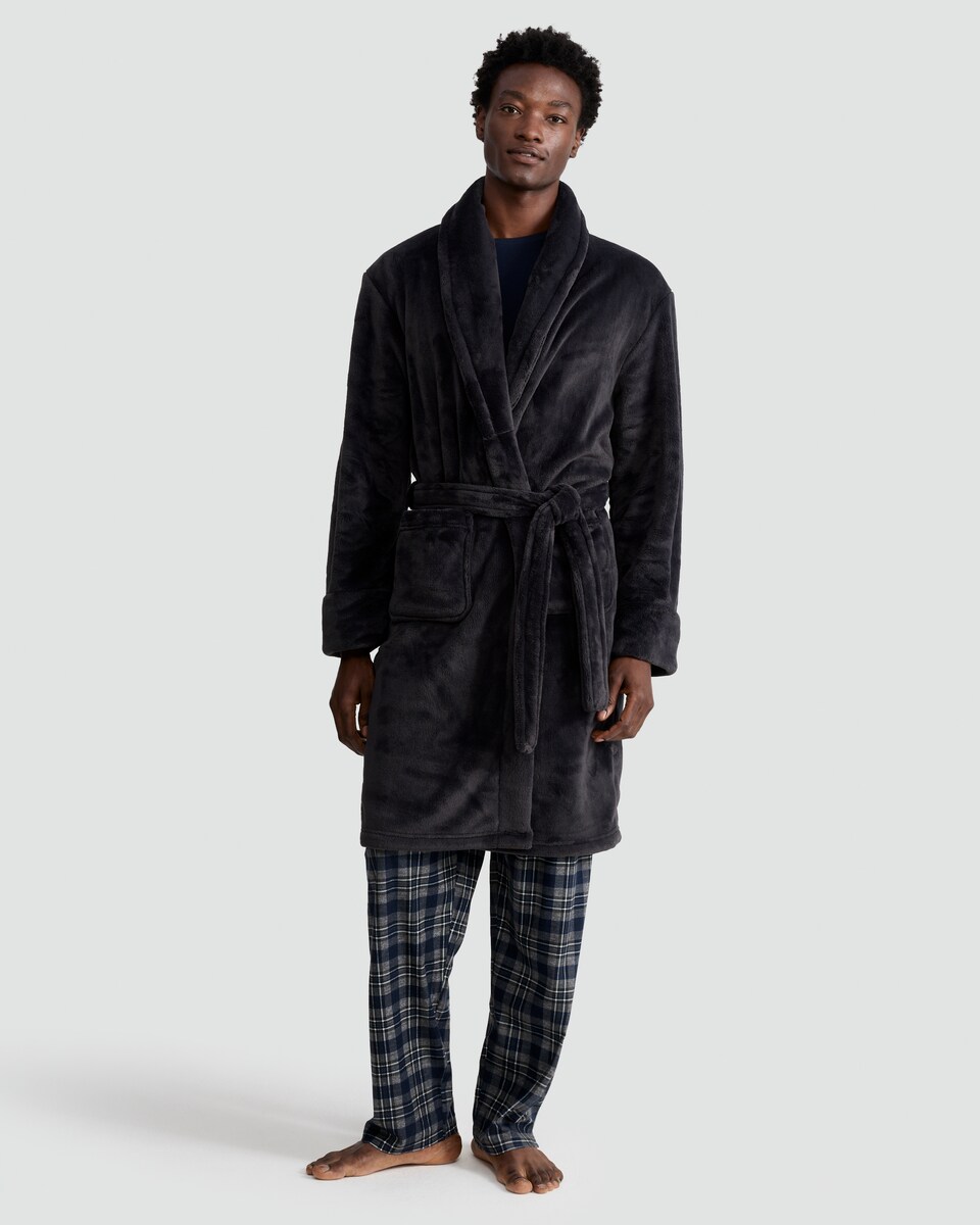 image 1 of F&F Fleece Shawl Collar Dressing Gown in Grey