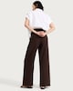 image 3 of F&F Cotton Rich Boucle Textured Wide Leg Trousers in Chocolate