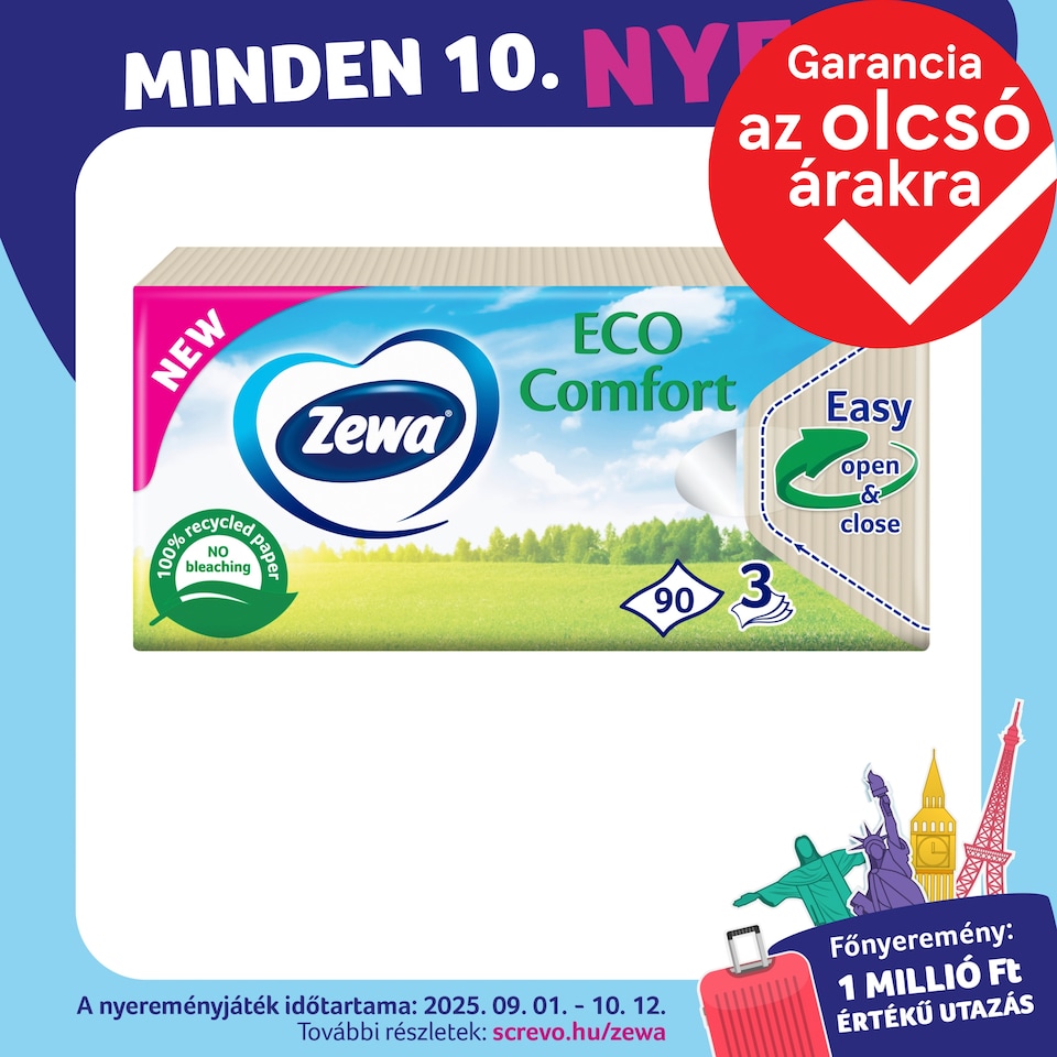 image 1 of Zewa Eco Comfort Unscented Handkerchiefs 3 Ply 90 pcs