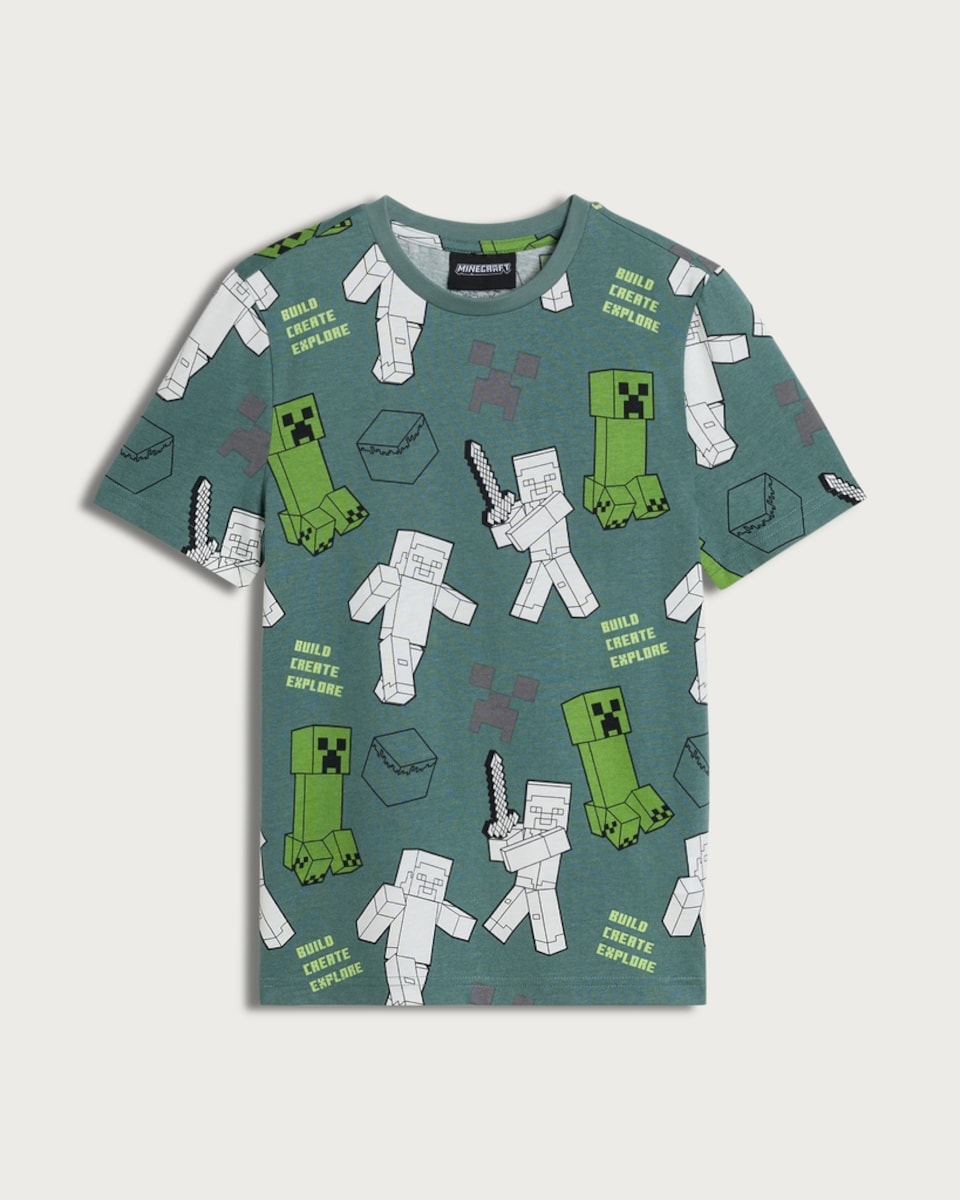 image 1 of Minecraft Build Create Explore T-Shirt in Grey