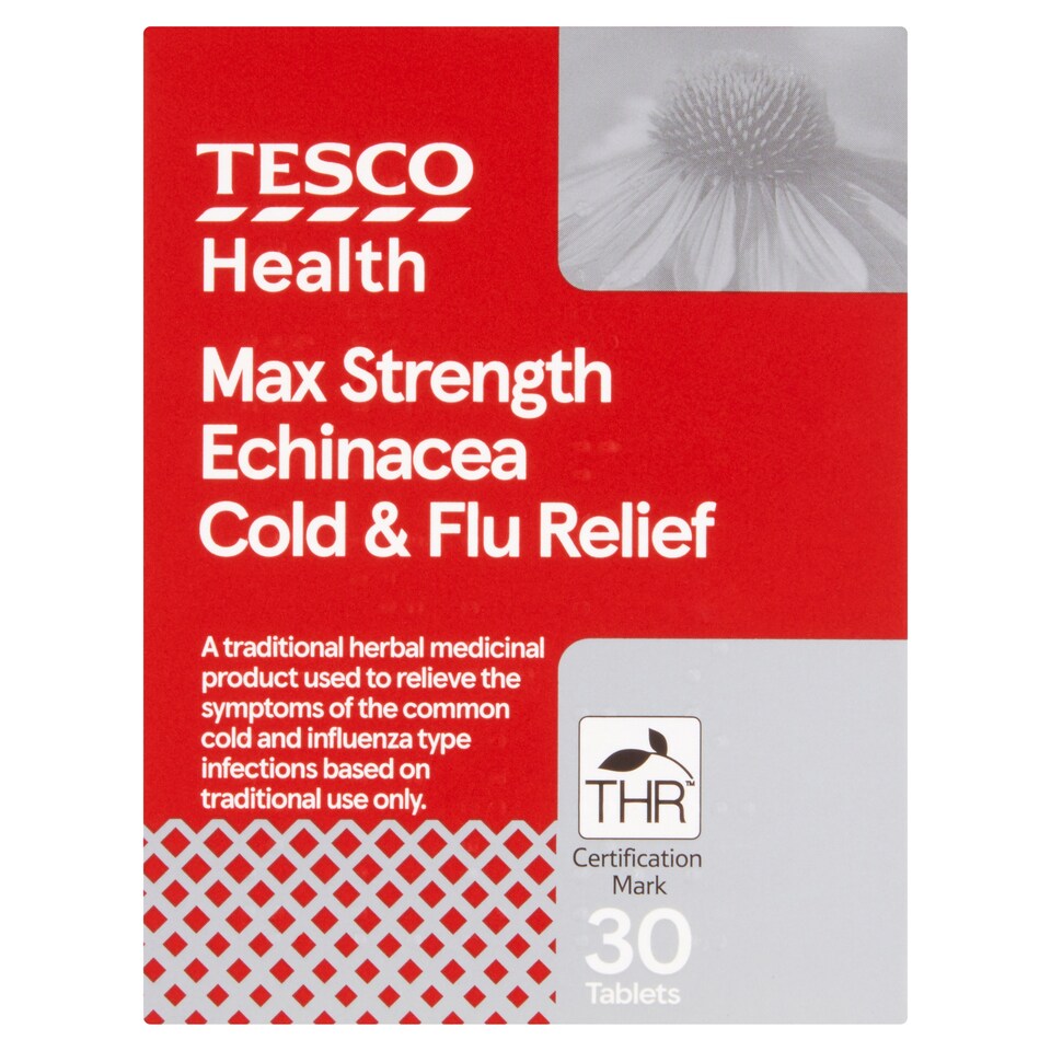 Tesco Health Max Strength Echinacea Cold & Flu Relief Tablets 30s