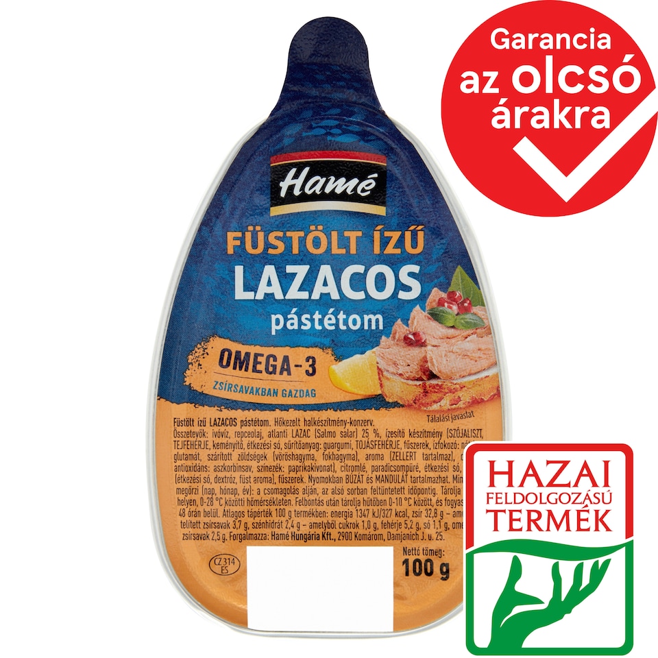 Hamé füstölt ízű lazacos pástétom 100 g