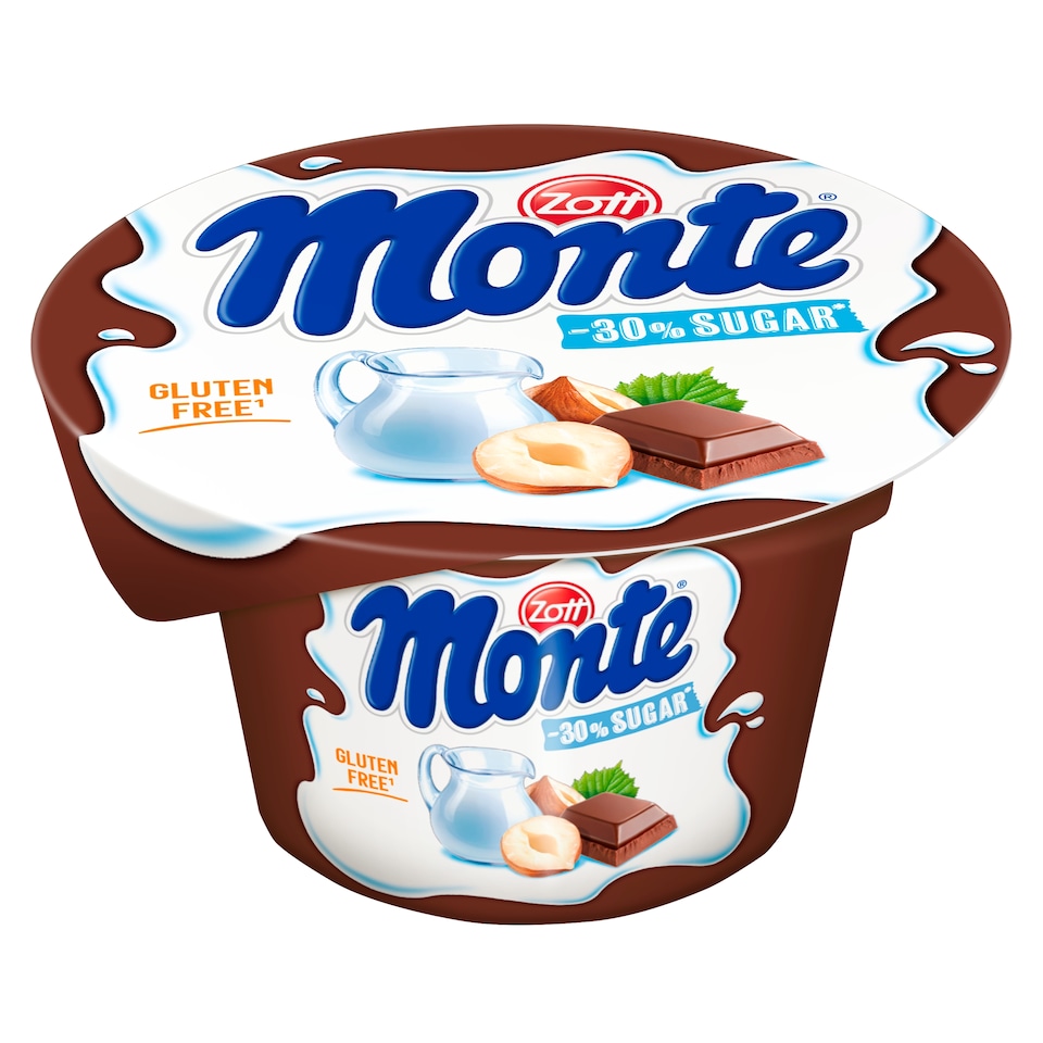 Zott Monte csokoládés, mogyorós tejdesszert -30% cukorral 150 g