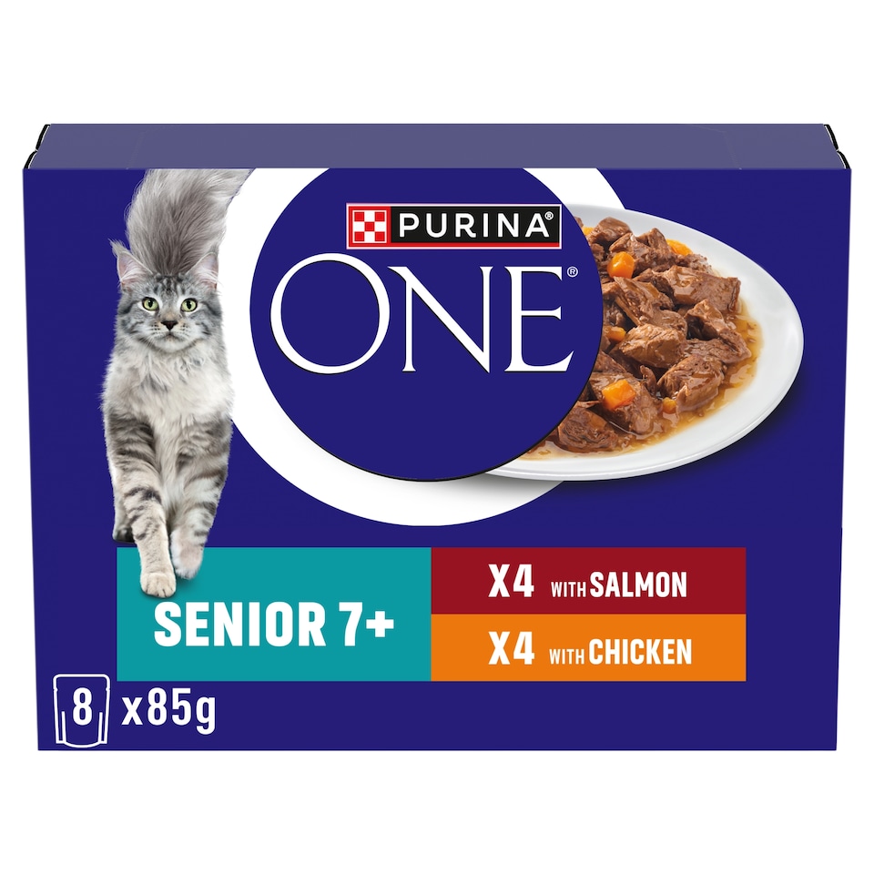 image 1 of PURINA ONE Senior 7+ Mini Fillets Chicken and Beef Wet Cat Food 8x85g