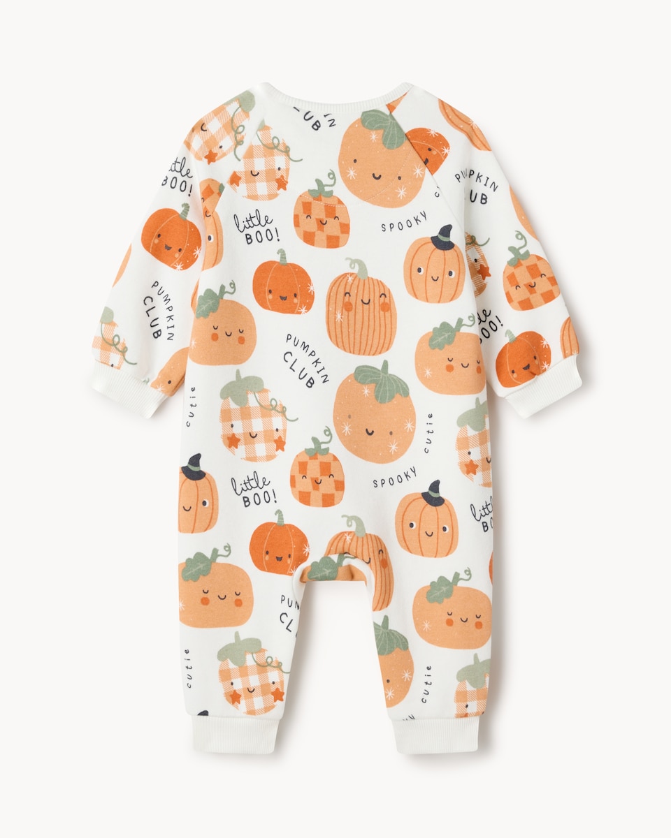 image 1 of F&F Baby Halloween Pumpkin Sleepsuit in Orange