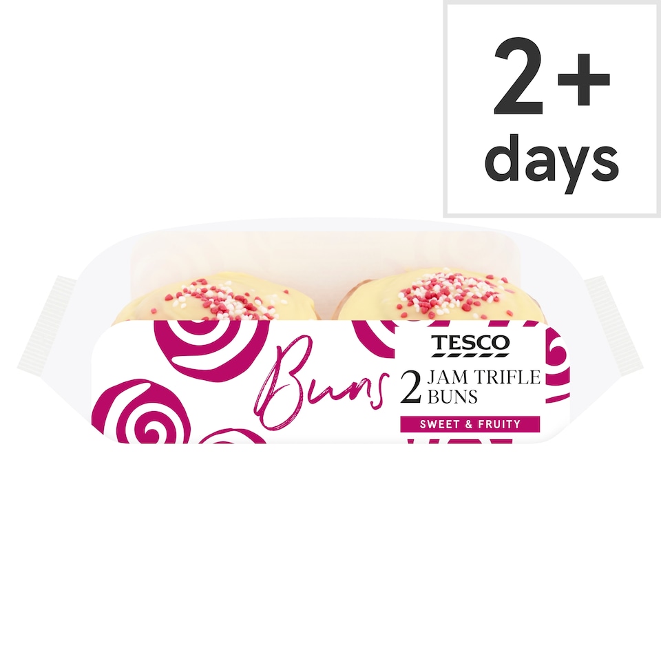 Tesco Raspberry Jam Trifle Buns 2 Pack