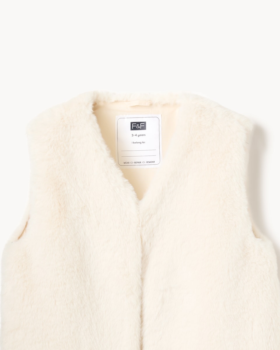image 1 of F&F Girls Faux Fur Gilet in Cream