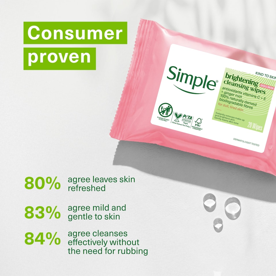 image 1 of Simple Instant Glow Cleansing Wipes X20
