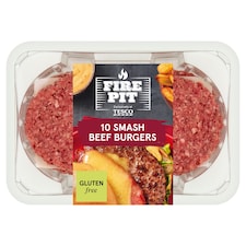 Tesco Fire Pit 10 Smash Beef Burger 850g