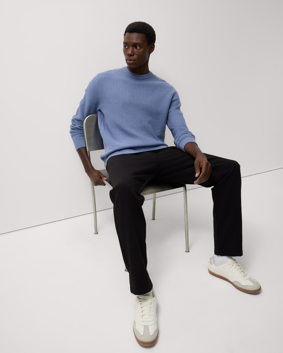 image 1 of F&F Ladder Stitch Crew Neck Jumper in Blue