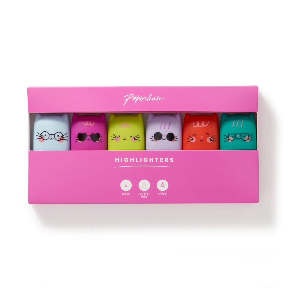 image 1 of Paperchase Terrazzo Cats Set of 6 Highlighters